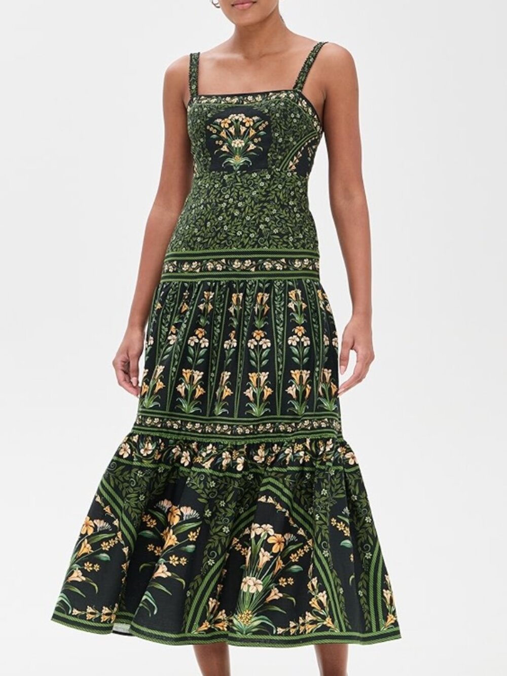 Farm Rio Black Flowers Arch NWT LENZING ECOVERO Euroflax Maxi Dress M - Picture 3 of 4